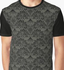 Stegosaurus Lace - Black / Grey Graphic T-Shirt