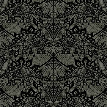 Artwork thumbnail, Stegosaurus Lace - Black / Grey by andreaalice