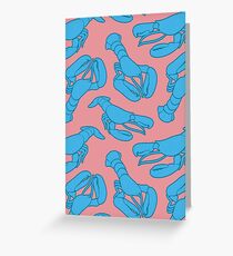 Blue lobsters on dusty pink. Greeting Card