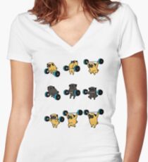 OLYMPIC LIFTING PUGS Women's Fitted V-Neck T-Shirt