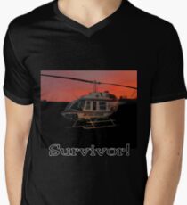 Air Evac Helicopter-Survivor Men's V-Neck T-Shirt