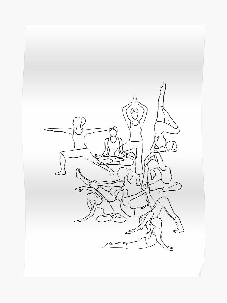 | Asanas drawing Poster - Yoga