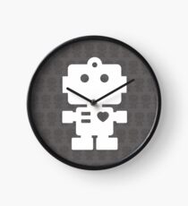 Robot - steel & white Clock