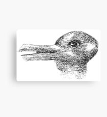 Rabbit, Duck, illusion, Is it a Rabbit or is it a Duck? Optical illusion, visual illusion. Black on White Canvas Print