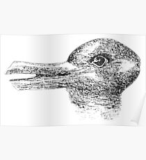 Rabbit, Duck, illusion, Is it a Rabbit or is it a Duck? Optical illusion, visual illusion Poster