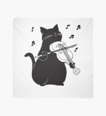 Schwarze Katze, die Violine lustiges Musiker-Geschenk spielt Tuch