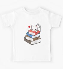Cat Book Nerd Reader On Books Cute Geek Funny Kids Tee