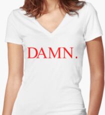 Kendrick Lamar DAMN. Red Women's Fitted V-Neck T-Shirt