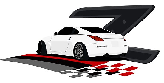 Nissan 350z White Poster By Automotiveart Redbubble