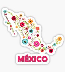 Mexico map flowers Sticker