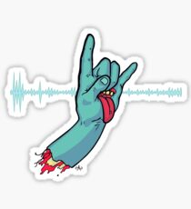 Green Rock On Metal Hand Pack Sticker