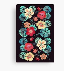 Watercolor Nasturtiums: In the Still of the Night Canvas Print