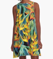 Aquarell Helikonia A-Linien Kleid