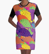 colored fish Graphic T-Shirt Dress