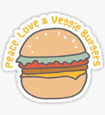 Peace, Love & Veggie Burgers Sticker
