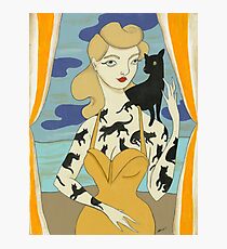 Black Cat Tattooed Lady Photographic Print