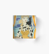 Black Cat Tattooed Lady Acrylic Block