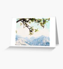 Apple Blossoms and Mountains Greeting Card