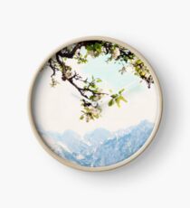Apple Blossoms and Mountains Clock