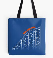 I'm On a Roller Coaster That Only Goes Up (Orange Cars) Tote Bag