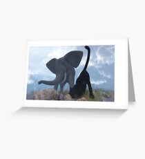 Eléphant et panthère noire / Elephant and black panther Greeting Card