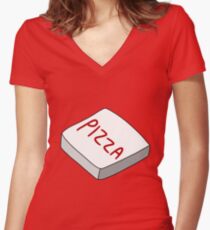 Pizza Box Fitted V-Neck T-Shirt