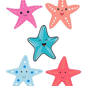 Starfish - 10 Pack Circle Stickers 3 Inch - Sea Ocean Creature Star Fish