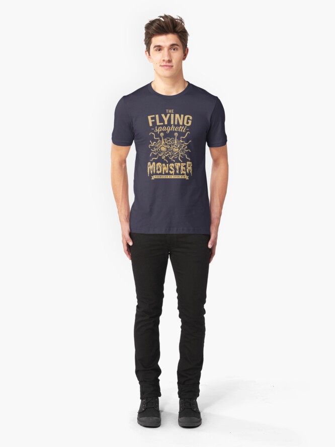 Alternate view of The Flying Spaghetti Monster (dark) Slim Fit T-Shirt