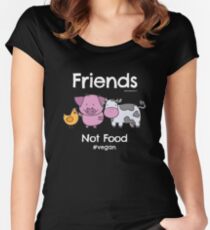 Friends Not Food T-Shirt for Vegans and Vegetarians Women's Fitted Scoop T-Shirt