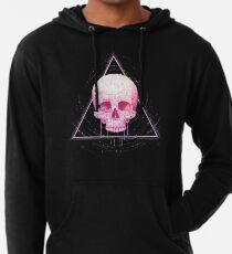 Skull in triangle on black Lightweight Hoodie