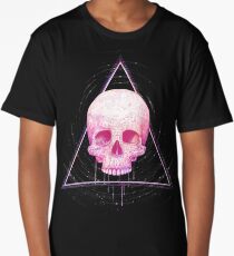 Skull in triangle on black Long T-Shirt
