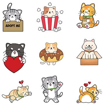 Gray Cats Clipart Bundle Funny Cute Cat Clip Arts Kawaii Kitten