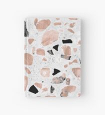 Classy rose gold vintage marble abstract terrazzo design Hardcover Journal