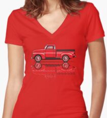 47-54 Red Women's Fitted V-Neck T-Shirt