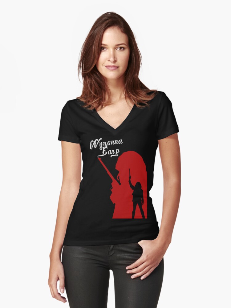 The Girls With The Big Ass Gun Women S Fitted V Neck T