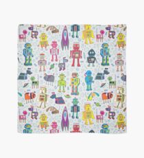 Robots in Space - grey - fun Robot pattern by Cecca Designs Scarf