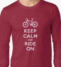 Keep Calm and Ride On mountain bike white fonts Long Sleeve T-Shirt