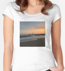 Santa Cruz Lighthouse at Sunset Women's Fitted Scoop T-Shirt