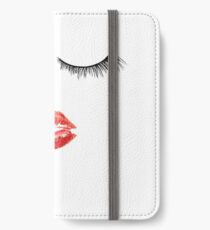 Nette Makeup Themed - Wimpern und Lippen iPhone Flip-Case/Hülle/Klebefolie
