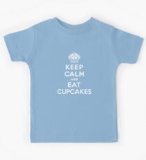 Keep Calm and Eat Cupcakes - white type Kids Tee