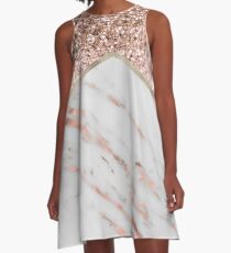 Shimmering rose gold with rose gold marble A-Line Dress