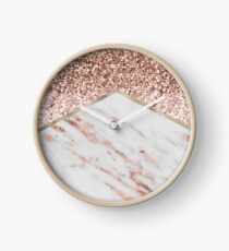 Shimmering rose gold with rose gold marble Clock