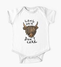 Lange Haare kümmern sich nicht - die Highland Cow Baby Body Kurzarm
