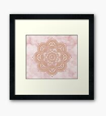 Rose gold mandala - pink marble Framed Print