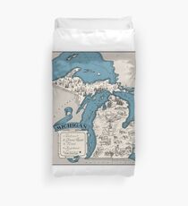 Vintage 1926 Michigan state map - Christmas gift idea Duvet Cover