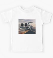 delorean time machine oil painting fan art Kids Tee