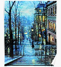 Montmartre, Paris Frankreich, in der Nacht Poster