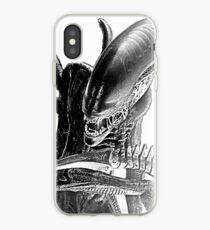 Xenomorph Black and White iPhone Case