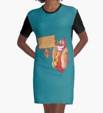 hot dog with wooden blank Graphic T-Shirt Dress