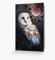 Owl of the Blood Moon Heart Greeting Card